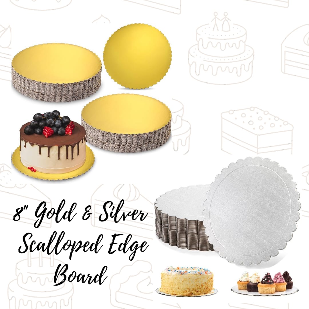 8" Gold Scalloped Cake Boards